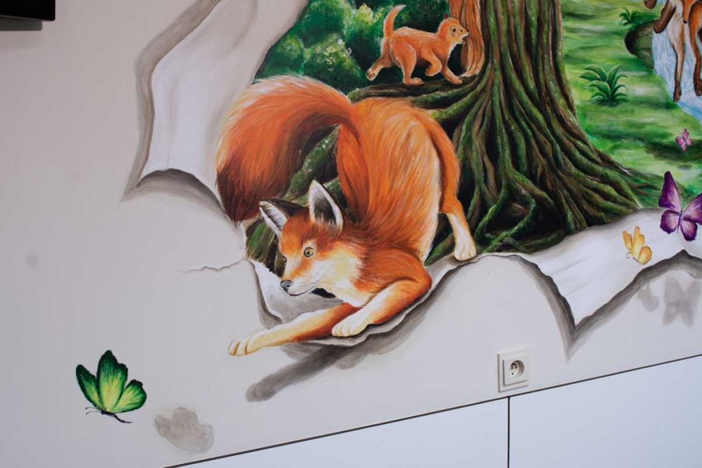 Muurschildering babykamer kinderkamer